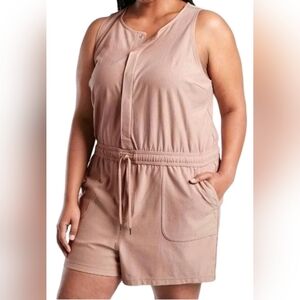 Athleta Farallon Active Romper Plus Size Mocha Latte Pink 1X  NWT